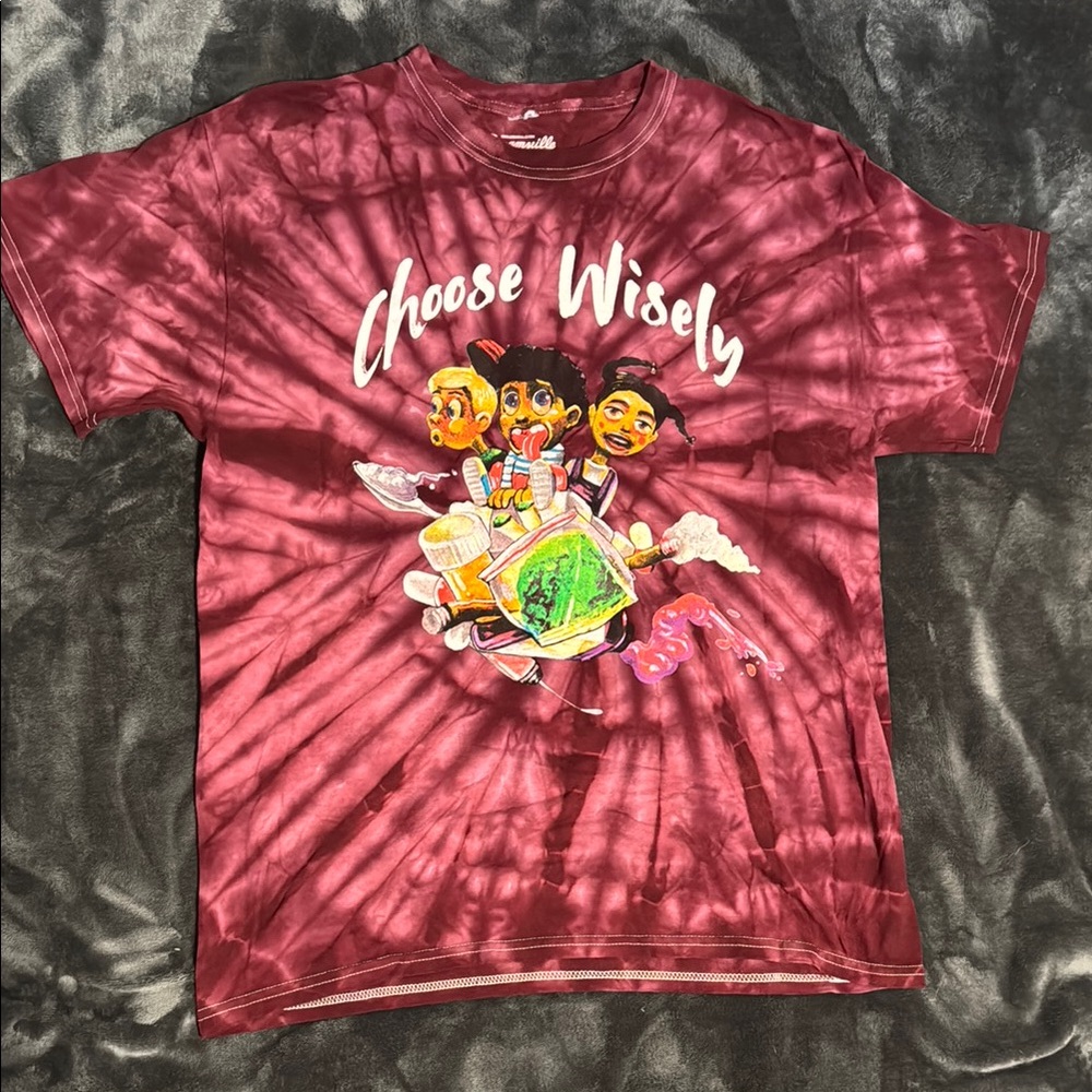 Burgundy Tie-Dye Graphic T-Shirt
